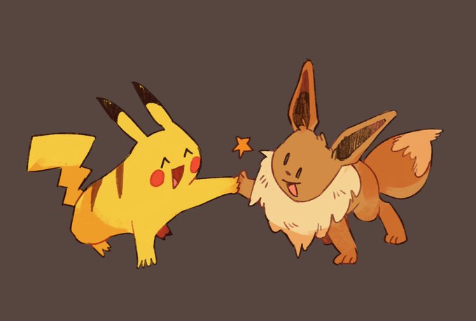 イーブイ ,ピカチュウ 「high five! 」|oop4gのイラスト