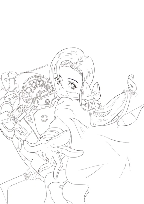 先日の線画、完成したので後日アップします!#イラスト #wip 