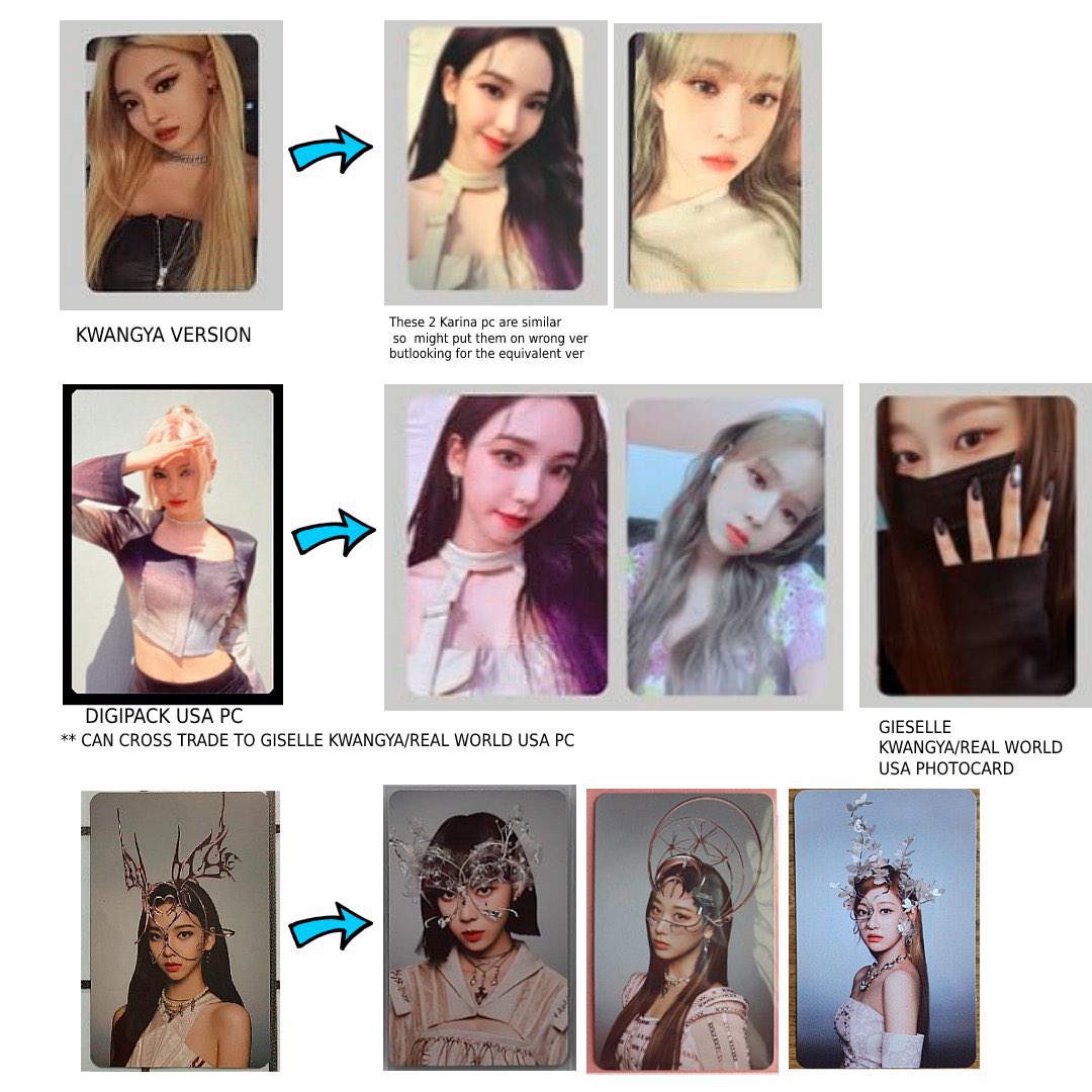 pctradetwt's tweet photo. WTT aespa savage &amp; girls pc

Have:
NingNing ( kwangya ver )
NingNing** (digipack US exclusive)
Karina (P.O.S) AR 

Want: see 3rd pic
Karina, Winter, Giselle, NingNing 

**can be cross trade to Giselle PB US exclusive pc**

📍USA only 

ℹ️ read pinned tweet for info &amp; proofs https://t.co/82wX7XftuU