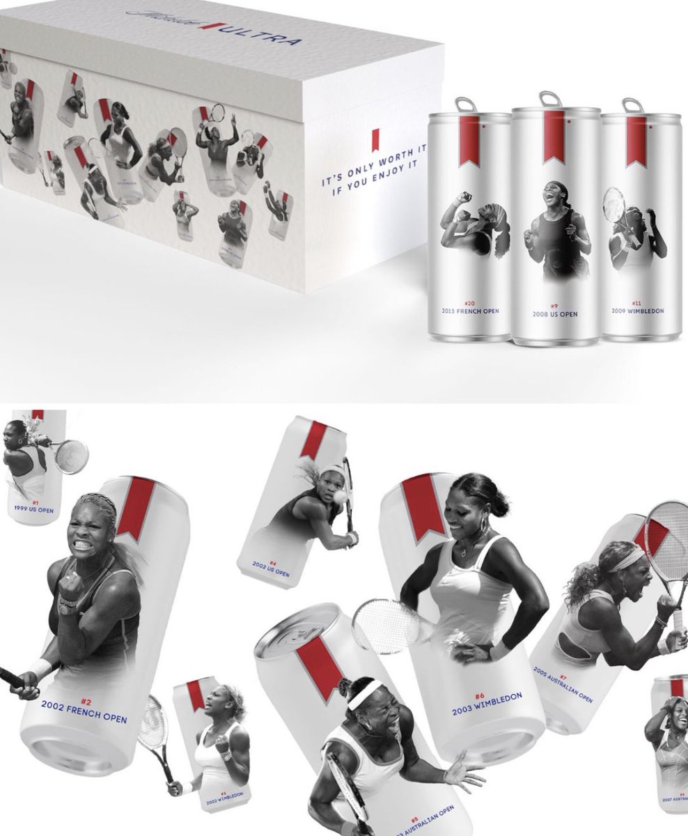 Inphidelio's tweet photo. #MichelobUltra, una de nuestras cervezas, presenta un pack de 24 latas, edición limitada, de #SerenaWilliams, una por cada Grand Slam ganado por la tenista (23) y una extra para conmemorar una trayectoria fuera de serie que comenzó en 1995… soñando en grande. #OrgulloModelo https://t.co/9gvKYnZWbJ