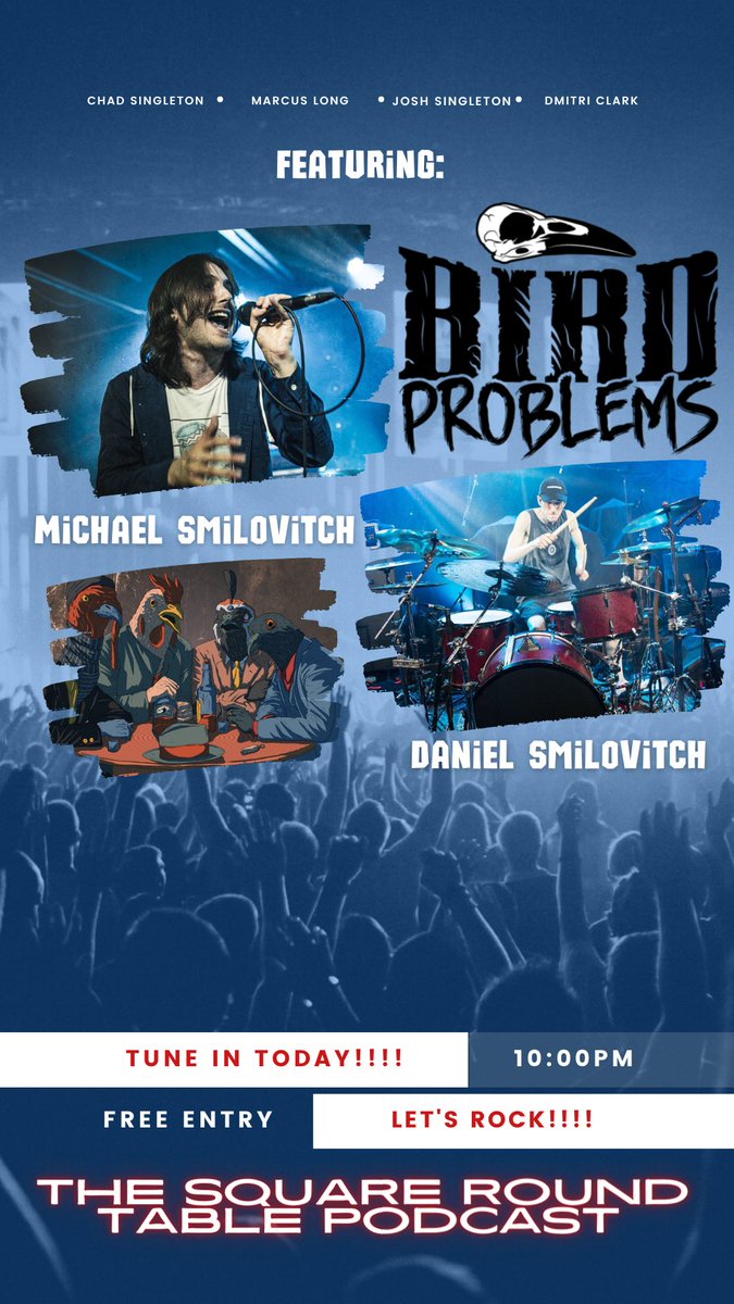 TheSquareround1's tweet photo. Tune into THIS WEEKS podcast with the AMAZING progressive post-hardcore band @_BirdProblems !!!🐧🐦🐤🦜🎸 🤘🏾🤘🏾🤘🏾🔥

Link Below ⬇️ 

https://t.co/JhuEZFZr8l

#Rock #music #punkrock #progressiverock #posthardcore #metal #metalhead #screamo #guitar #birdproblems #djent #canada https://t.co/bsVEQkFpvE