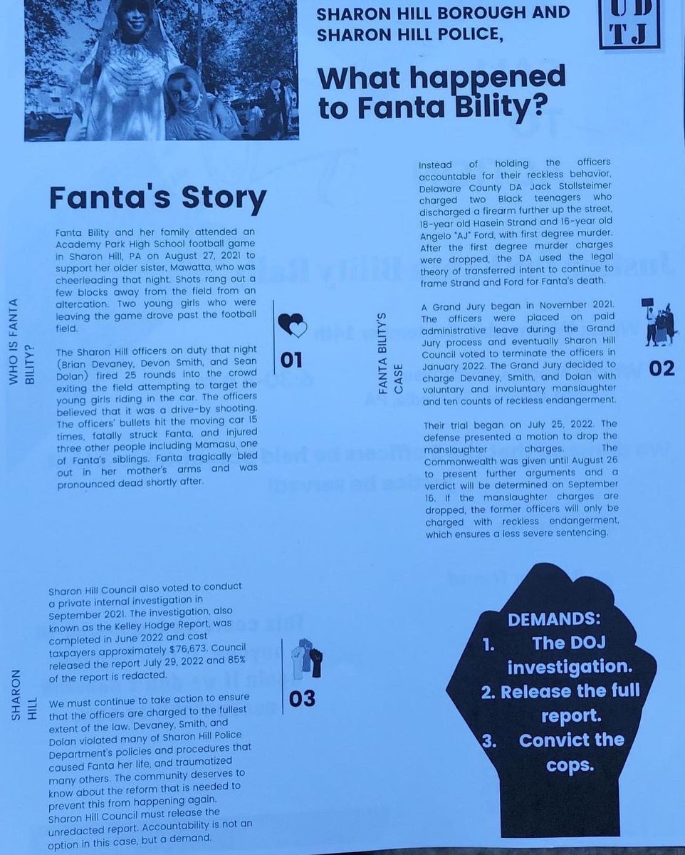 DelcoResists's tweet photo. Today we had numerous community members join @UDTJ7 and Delco Resists to help us share Fanta Bility’s story. In only a few hours we were able to drop fliers at 95% of Sharon Hill households; that’s over 2,000 households! https://t.co/lwtbmRzEEG
