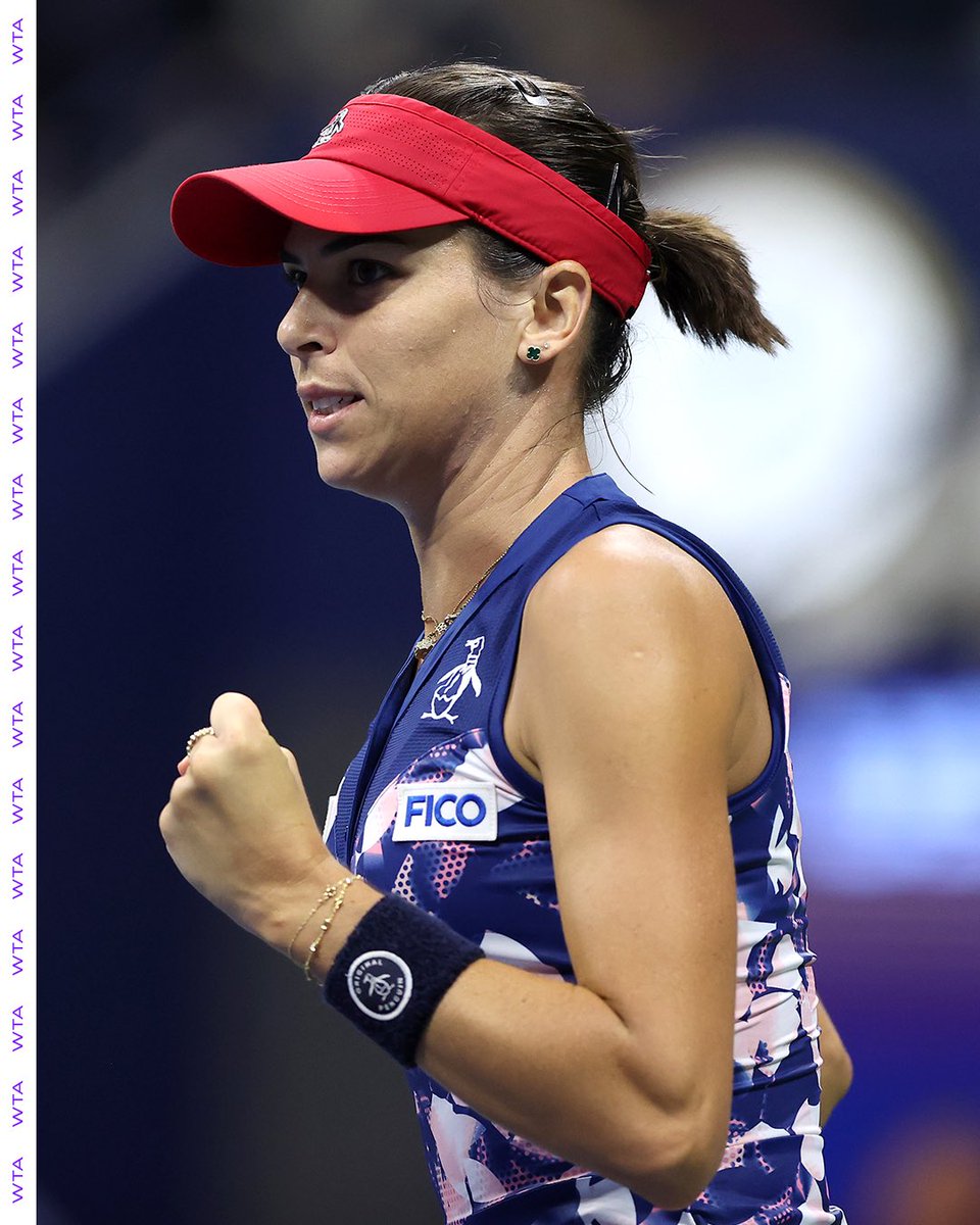 WTA's tweet photo. Assertive.
Composed.
Tactical.

@Ajlatom backs up her win over Serena with a 7-6 6-1 victory over the in-form Samsonova to reach her first QF at the #USOpen 💪 https://t.co/o6bfSVMUX3