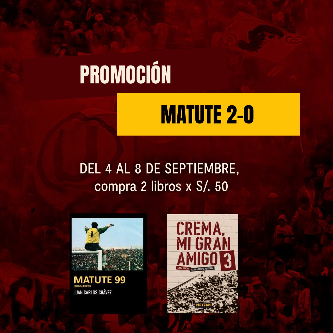 🔴🟡¡<a href="/Universitario/">Universitario</a> ganó el clásico y así lo celebramos!. 🟡🔴
.
👉🏻Del 4 al 8 de Septiembre compra el libro Matute 99+CremaMiGranAmigo3 por S/. 50
.
👀***Promoción no incluye costo de delivery
.
.
.
#ydaleu #ALxU #liga1betssonxgolperu