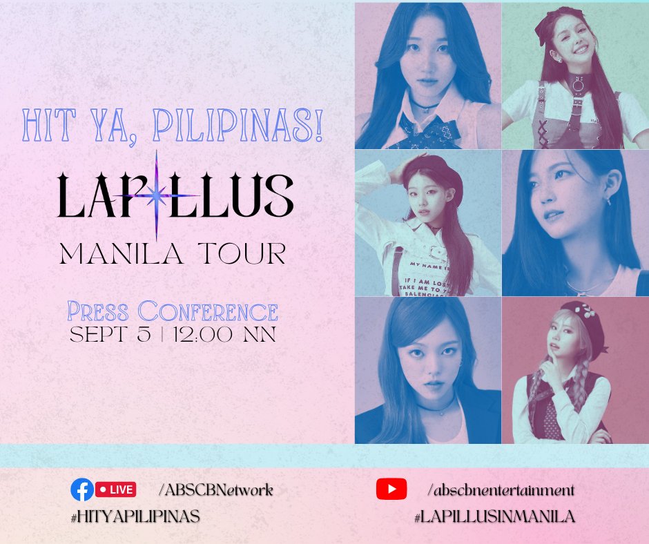 ABSCBN's tweet photo. MABUHAY! 🇵🇭🇰🇷

Iparamdam natin sa #Lapillus ang hospitality and welcoming spirit ng mga Pilipino! ❤

Join us LIVE TODAY, 12nn on ABS-CBN Facebook and Youtube Channel!

#HitYaPilipinas #LapillusInManila https://t.co/sSYdfGI935