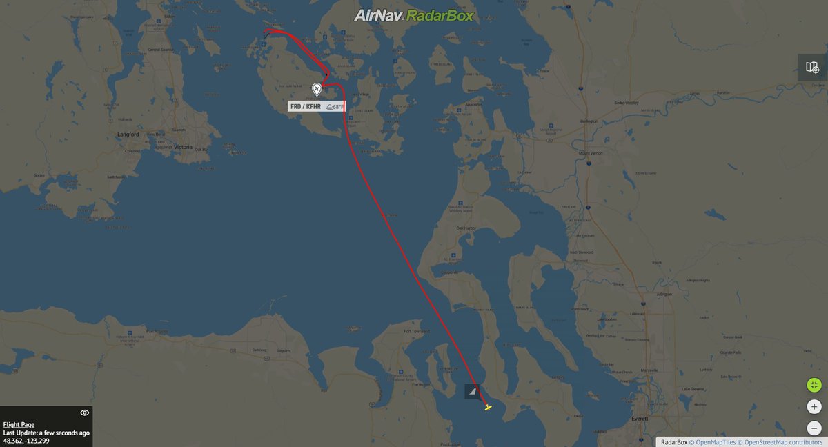 AirNavRadar's tweet photo. #Planecrash in Mutiny Bay, north of Seattle. The possible downed plane is a de Havilland Canada DHC-3 Otter (N725TH). The last ADS-B data was received at 22:08 (UTC).✈️
Data: https://t.co/SQPIshPDW0 📡
#MutinyBay #Seattle #N725TH #News https://t.co/ditEBdDQeK