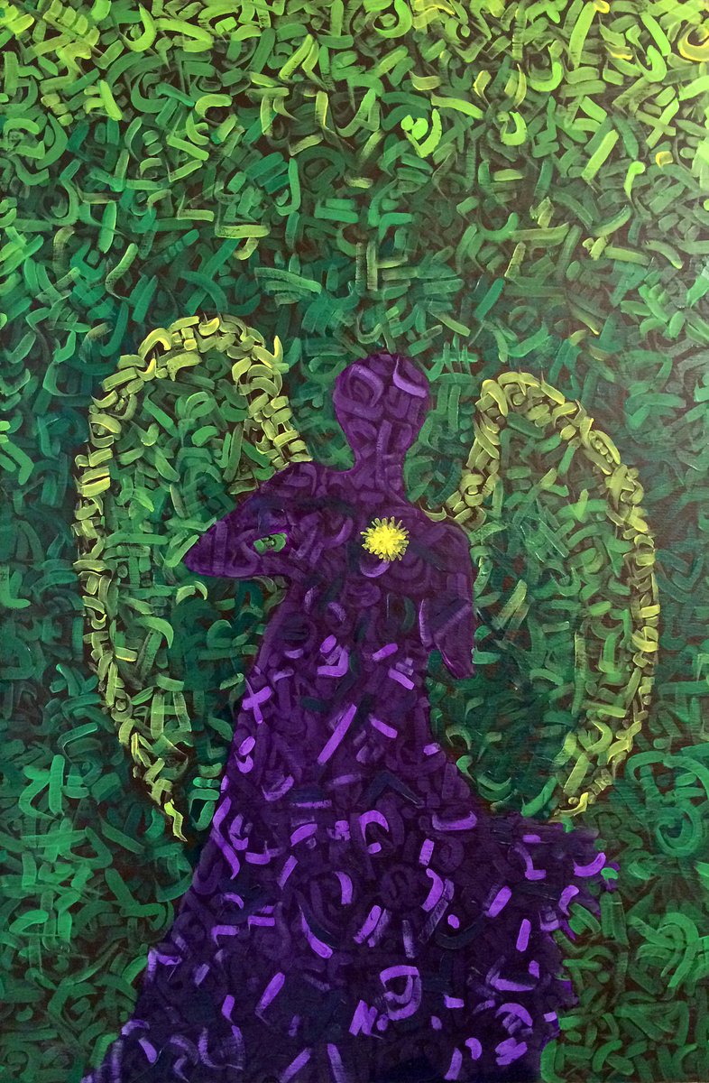TimDilbeckArt's tweet photo. From my grass shadow series.  Angel of the Dandelions 2013, Acrylic on wood panel https://t.co/3UsTuH9MuM