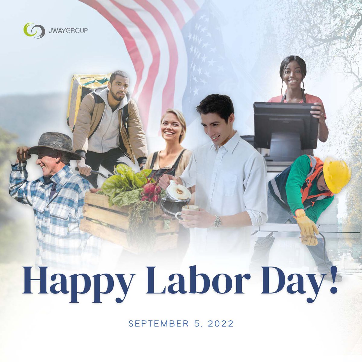JWayGroupInc's tweet photo. The occasion of Labor Day is all about taking a break from your busy routine. To all hard-working Americans, celebrate and reward yourselves with a day off or a grilled bbq!

Happy Labor Day from JWay Family! https://t.co/zjlEHzuwPg