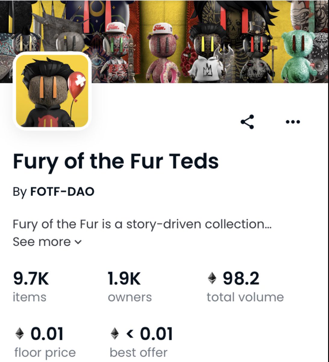 StringGawd215's tweet photo. We did it baby!!!!! 0.01 floor! HOLD STEADY TEDS! Itโs only up from here! Bear market where?! @FuryofTheFurNFT LFG๐๐๐งธ #NFTGiveaways #NFTCommunity #nftcollection #nftart #nft #art #nftcollectible #nftcandy https://t.co/wB9gcIIgqJ