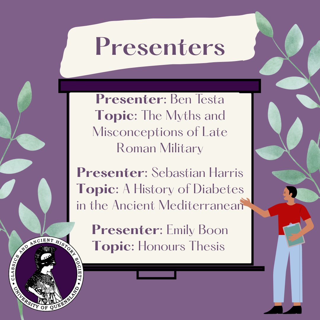Sept 8 Brisbane (in person, 6pm) <a href="/CahsUq/">Cahs UQ</a> Student Seminar 2022 - presentations on the late Roman military, diabetes in the ancient world, &amp; Etruscan woman. Register: cahsstudentseminar20-event.getqpay.com