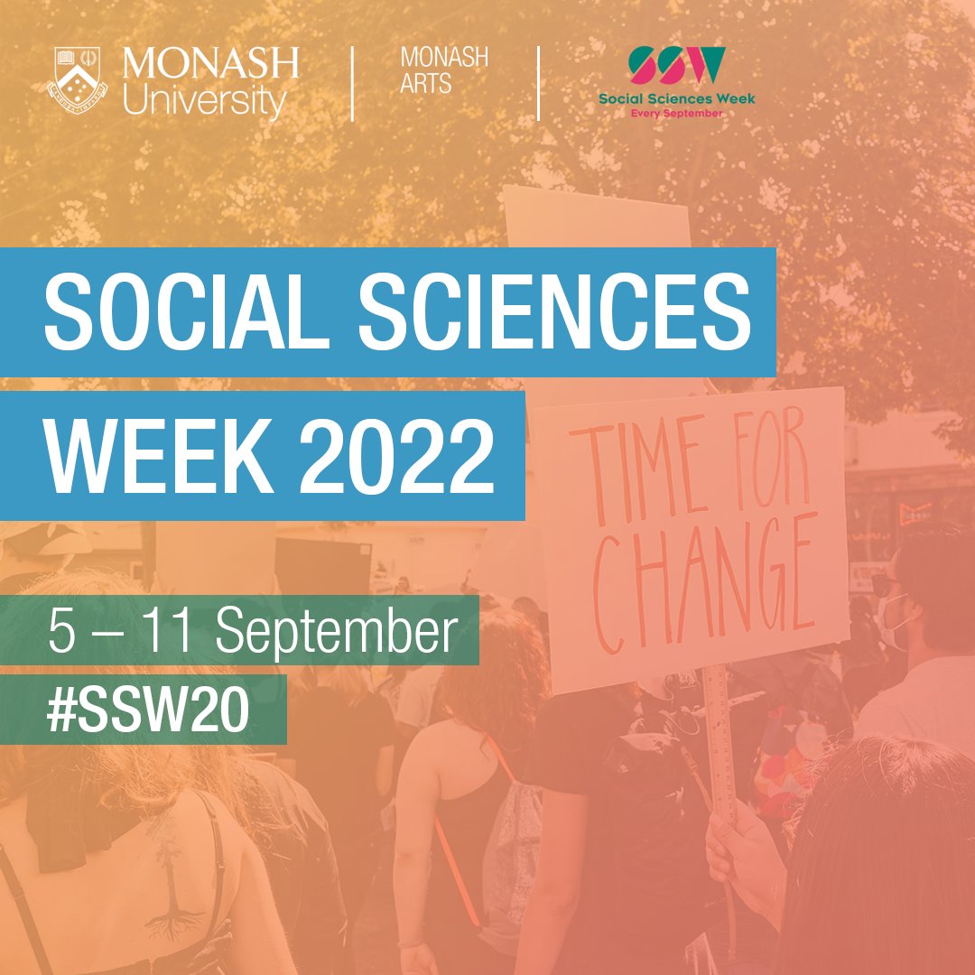 Monash_Arts's tweet photo. It’s @SocSciWeek, here at Monash Arts!
Join us for a week full of free panel events! Head to our site to register ⬇️ #SSW2022 #monasharts
https://t.co/anixfTQG4i https://t.co/Ed6HXYhG8w