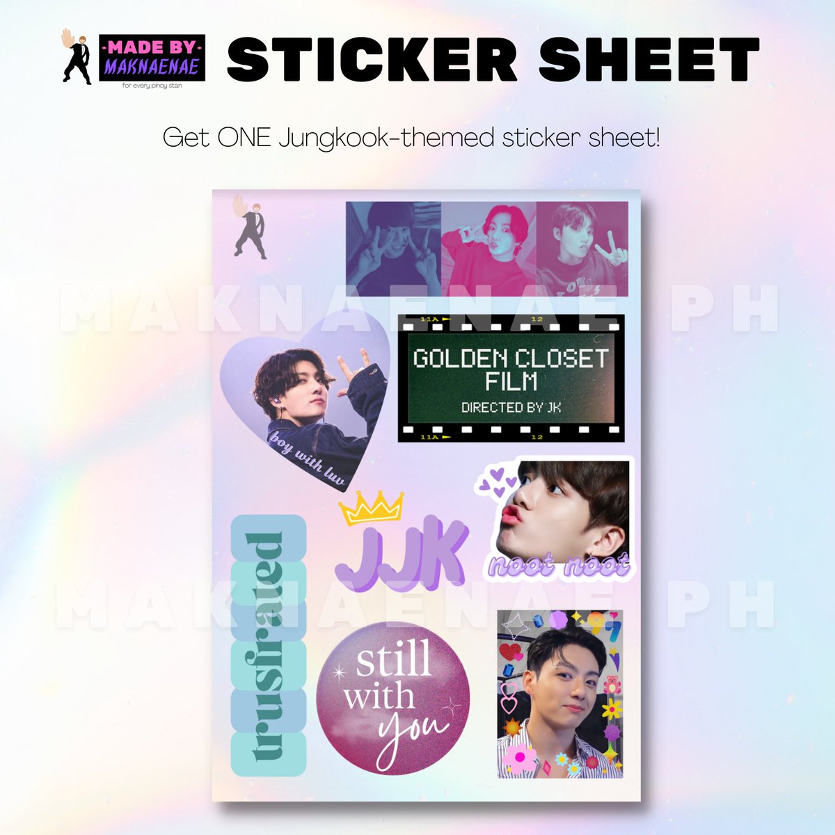 maknaenaeph's tweet photo. Celebrating our Golden Maknae 🥳 Our Jungkook Kit is available for the whole month, the perfect gift for your Army bestie or for yourself 💜 Kits start at Php159 only! Visit https://t.co/HnjxuEdqV2 to order 🤗 #MaknaenaePH #jungkook

wts lfb ph jk bts fanmade https://t.co/84MSt5nxik