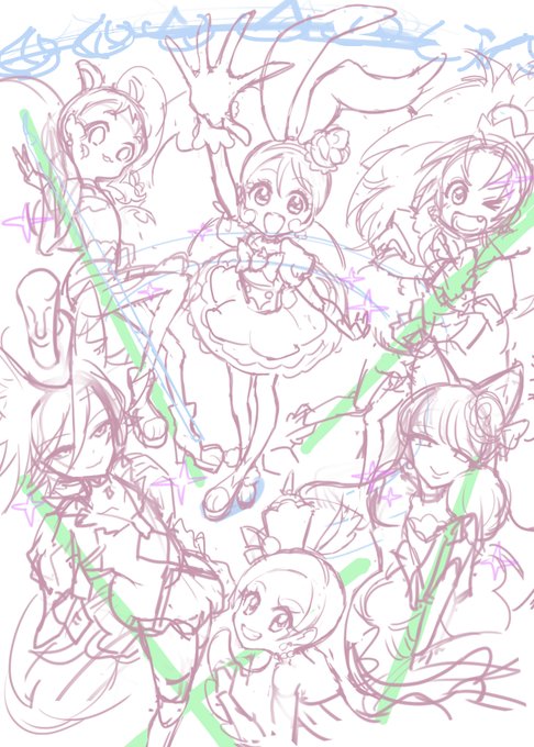 ぷいきゅあは公式がkawaiiをいっぱい提供してくれてるから「めっちゃ いいの描けてる～!」っていうとき 結構ポーズかぶる‥
これはホイップ、カスタードが超似てるのあってボツに😭

そして いまも「いいの描けている」気がしている‥😇 