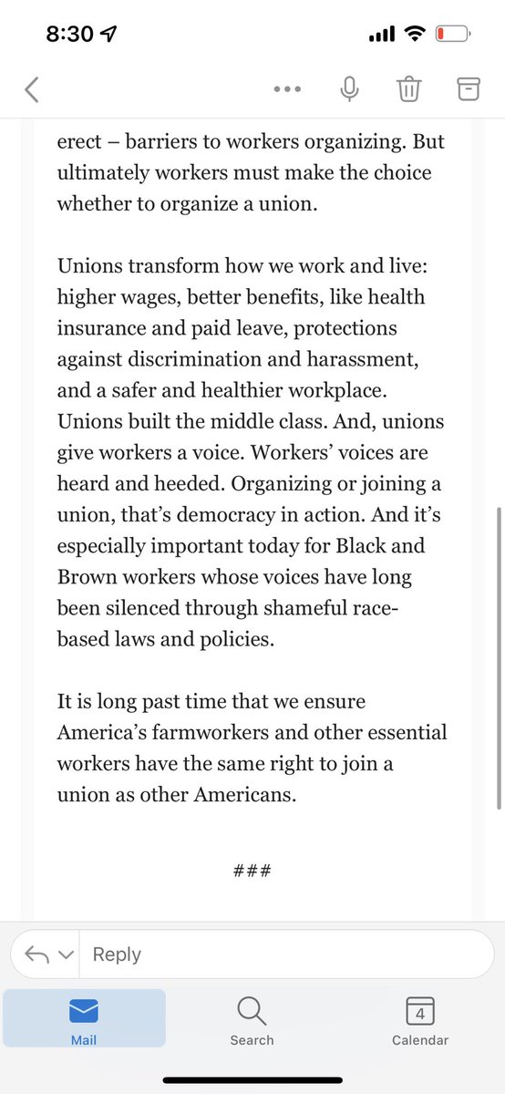 Ximena_Bustillo's tweet photo. ICYMI:@POTUS issued a statement in support of California’s Ag Labor Relations Voting Choice Act, a bill that would give farmworkers the right to vote by mail in union elections. @UFWupdates recently marched across the state in favor.

@GavinNewsom vetoed a similar bill last year. https://t.co/QkPwk33bC3
