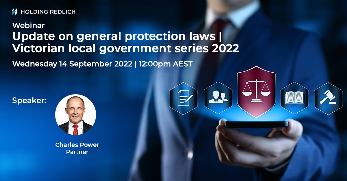 HoldingRedlich's tweet photo. In the fourth instalment of our Victorian #localgovernment series 2022, we will be examining the recent #decision and recommended approaches to #generalprotection #claims and how to mitigate #legalexposure. To join us, register here: https://t.co/6RWVuvuU8q https://t.co/7nY2EYOOz4