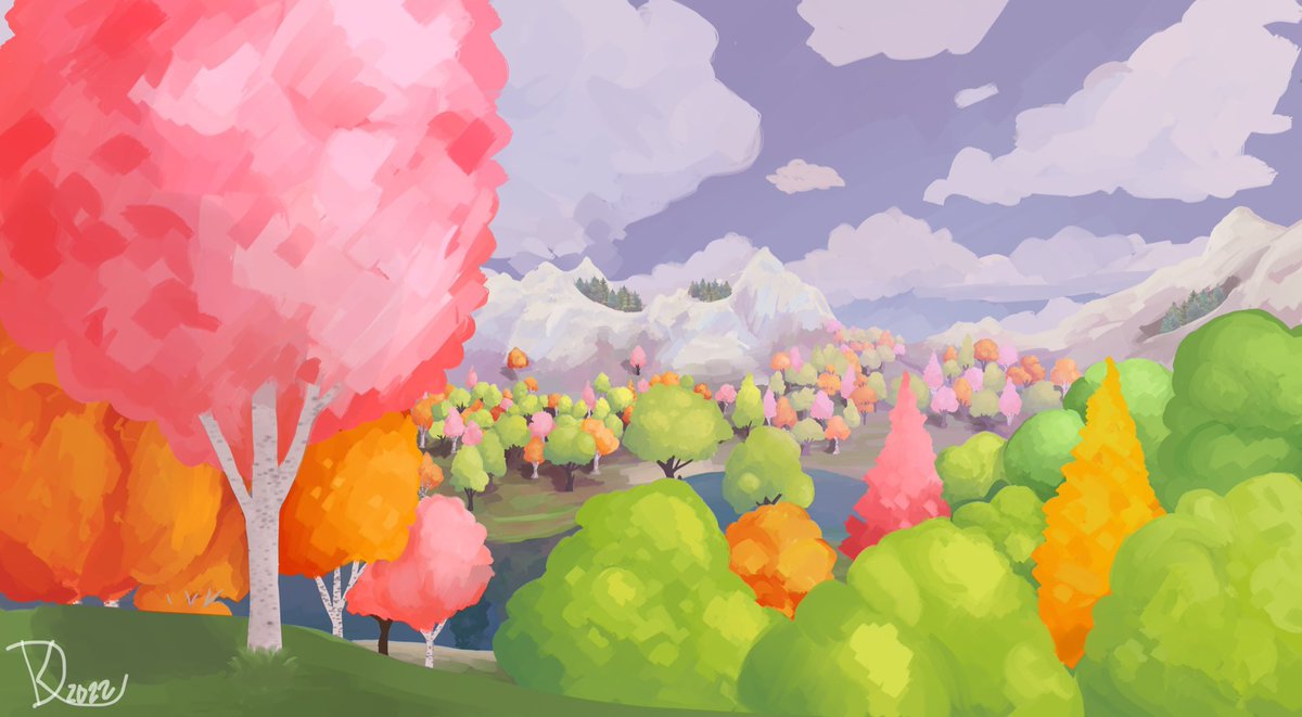 DiploKat_'s tweet photo. Some art I did a while back :) had fun with different tree colors #digitalpainting #DigitalArtist #landscape #art https://t.co/VpcDa2jYGE