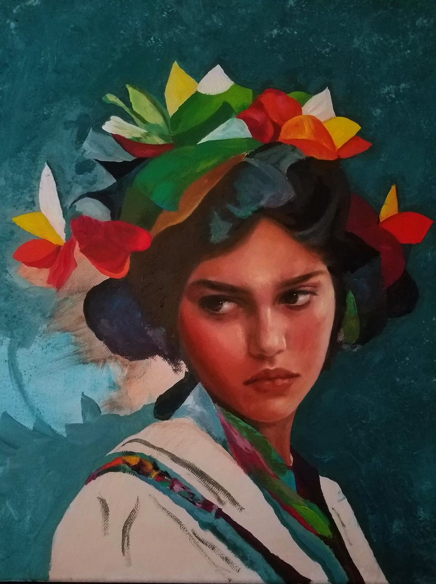 EdweirdArt's tweet photo. New work in progress , I wanted to try something kinda realistic with abstract geometric shapes. :3 

#painting #art #mixedmedia #oilpaintings #mexicana #colorfultwitter https://t.co/avTK1AVxn9