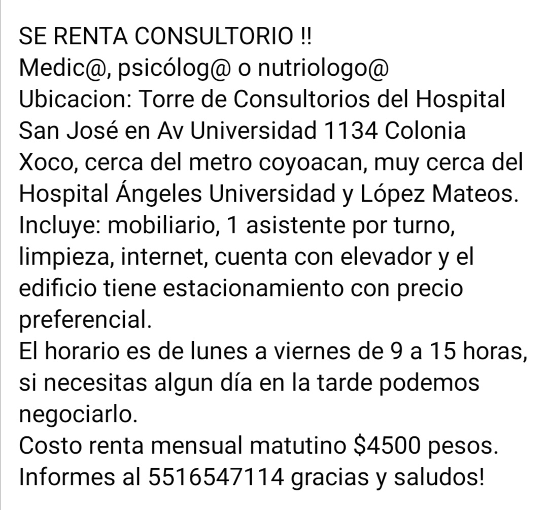 SE RENTA CONSULTORIO COMPARTIDO!!!