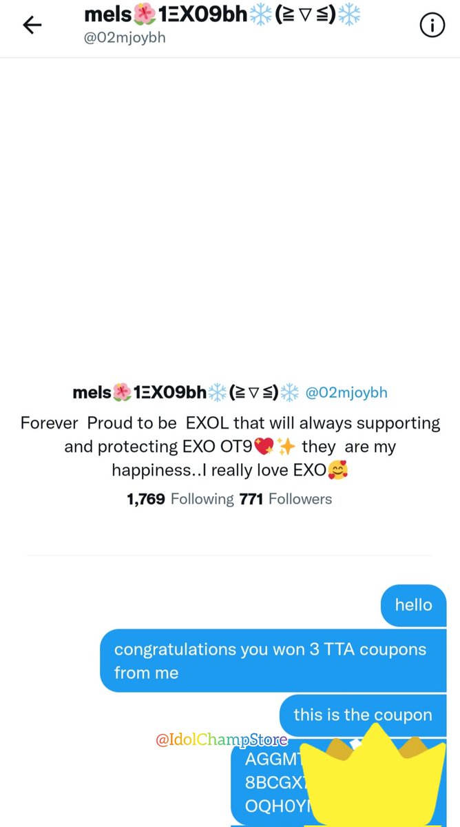 FOR #EXO 

WINNER : <a href="/02mjoybh/">mels•ᴗ•✵🍓🐶💛🐧BLiSS💚✨✵EXOisNine!✨</a>

CONGRATULATIONS🥳🥳🥳