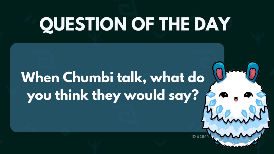 It's time for the Chumbi Valley Question of the day!
 
Please make sure to ❤️, RT and comment your answer with hashtags #ChumbiTalk #ChumbiValley
and post the proof (screenshot) to our discord for some Chumble coins!

#NFTgame #crypto #QOTD #Chumbi #blockchaingames #PlayAndEarn