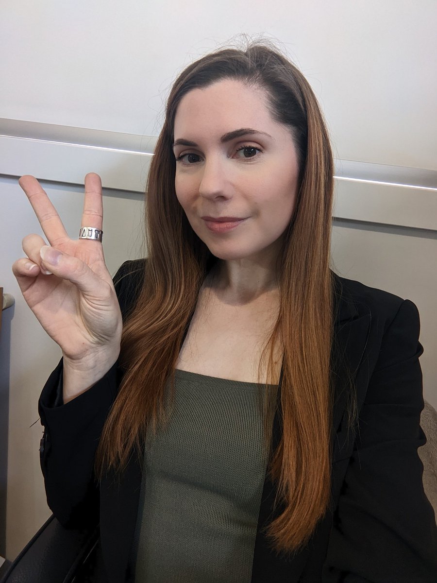 BriFreeee's tweet photo. Video meetings! The chance I'm also wearing trackpants is 100%. 
✌️I made this silver ring, I wear it for luck and as a reminder of what I can accomplish when I put my mind to it. #womenintech https://t.co/niomd8KjiZ