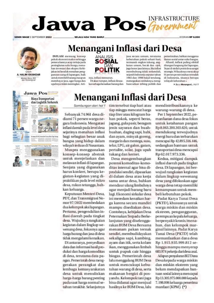 Menangani Inflasi dari Desa 
<a href="/halimiskandarnu/">ABDUL HALIM ISKANDAR</a>
<a href="/malik_haramain/">malikharamain</a>
@yusradaridesa