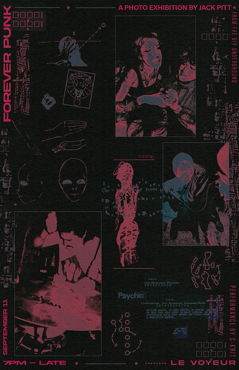 flyer I made for jackpitt.co.uk 's upcoming photo exhibition !! displaying his photography from his book "forever punk" -- jackpitt.co.uk/forever-punk