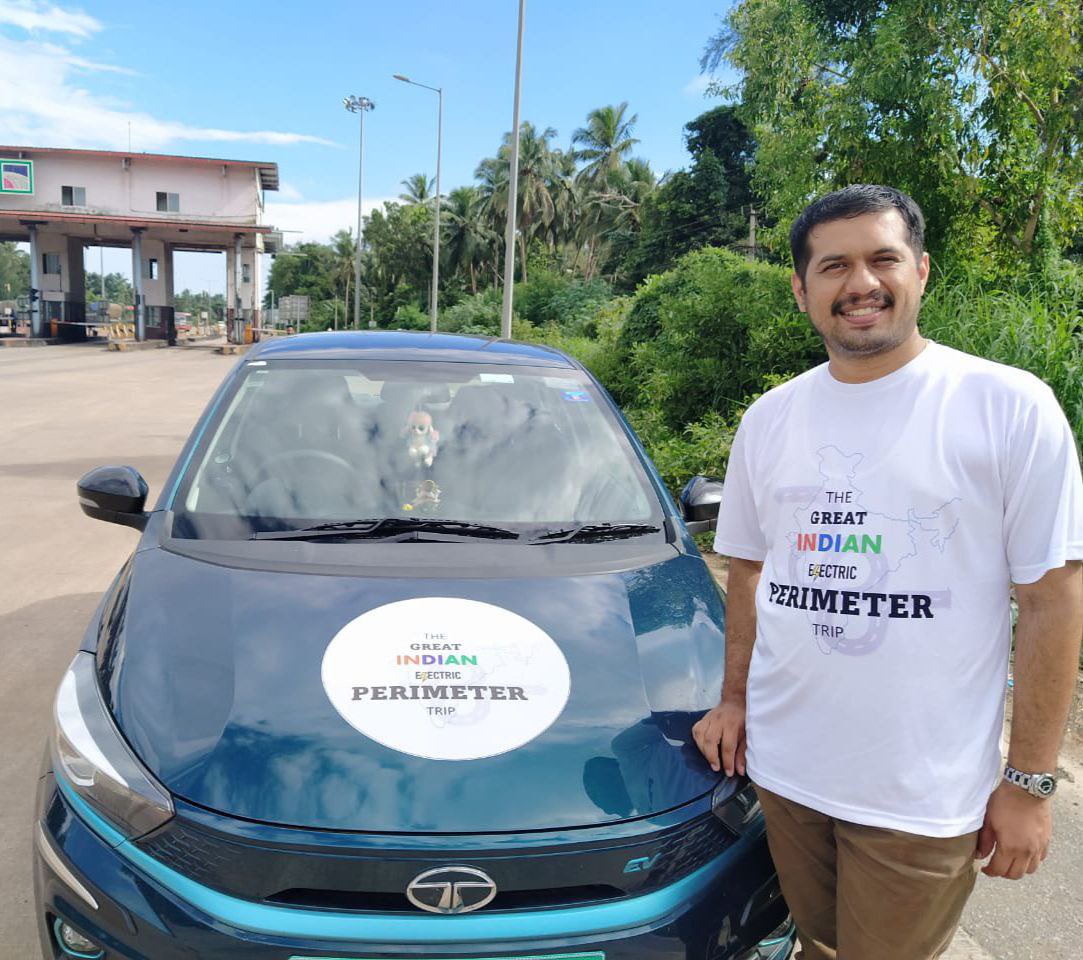 TataEVClub's tweet photo. Vivekananda Bhat from our club, ventured on the Great Indian Electric Permiter EV Trip of  more than 5600 kms! @PlugInIndia @Tatamotorsev @Tatamotorsev https://t.co/CnUqPpcUE6