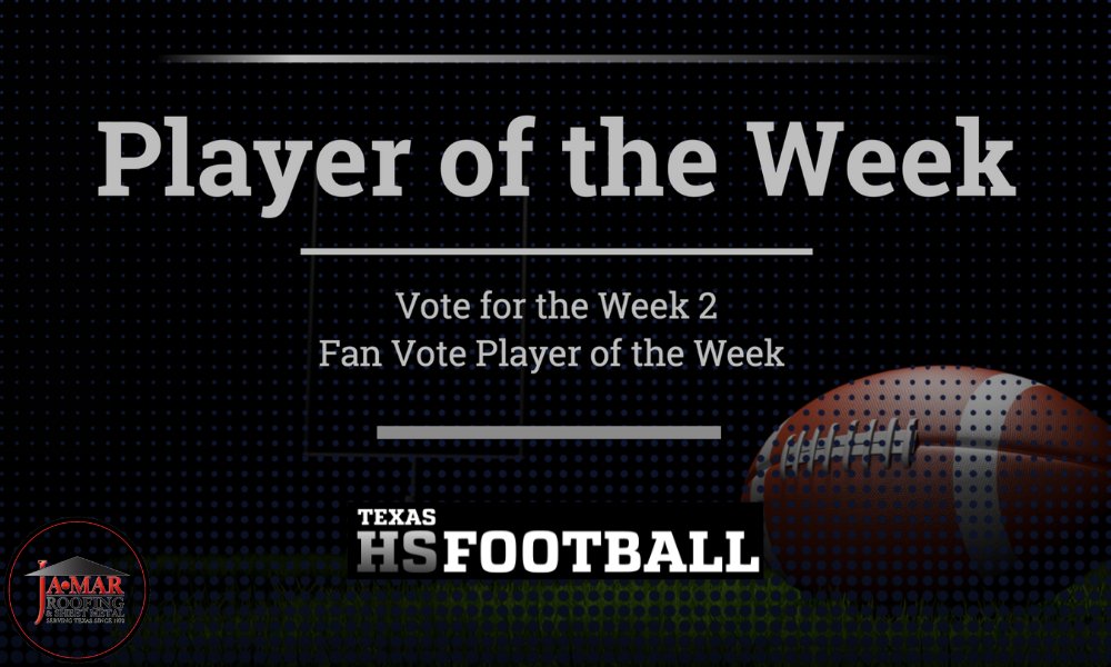 Vote for the Fan Vote Week 2 Player of the Week

Vote here: texashsfootball.com/fan-vote-week-… #TXHSFB