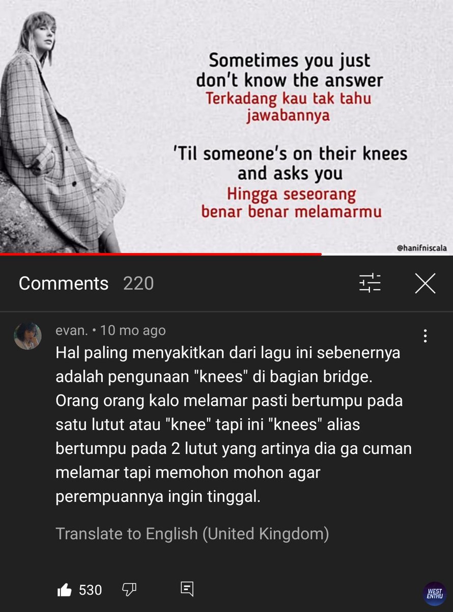 westenthu's tweet photo. wst lagu taylor swift tersedih bagi kalian lagu apa? kalo bagi sender, champagne problems masih jadi lagu tersedih :')
https://t.co/Enr6eSUIax