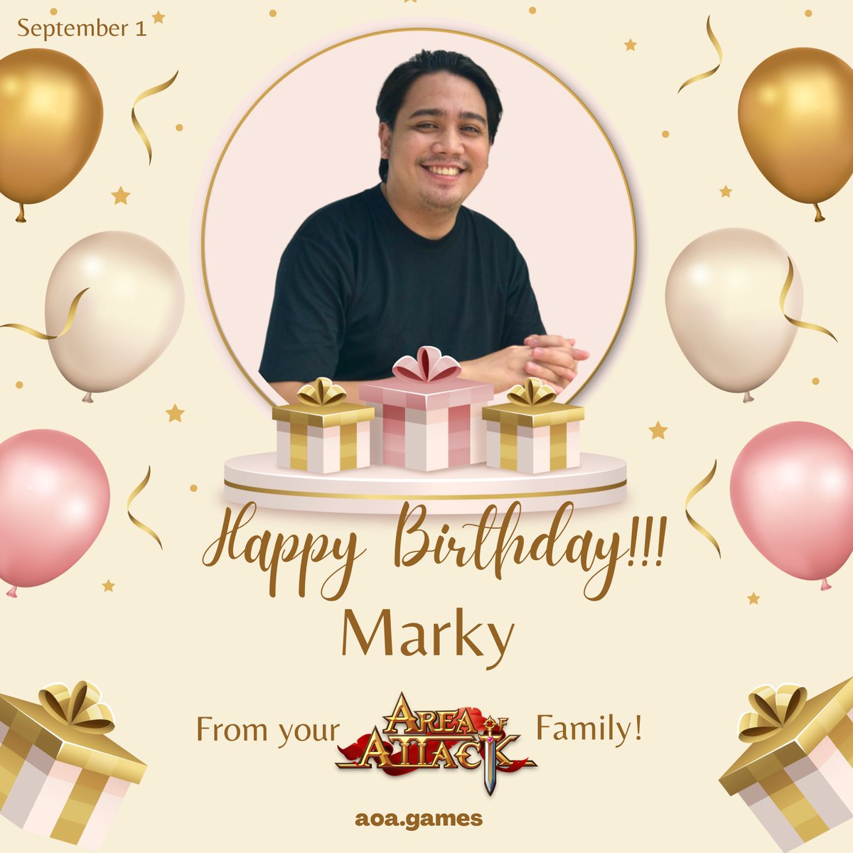 Happy Happy Birthday to our SMM, Marky! @themgorenseph 🎂🥳

Continue to give joy and happiness, you are blessed!

Love,
Area of Attack Family! 💕

#HappyBirthdayMarky #AoABirthday #AreaOfAttack #AoAFamily