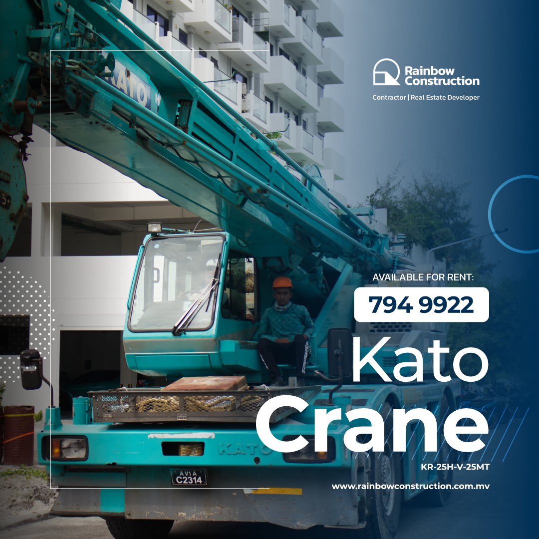 RainbowConstruc's tweet photo. Kato Crane can be used for transportation of heavy and small items, construction site equipment lifting, lifting materials such as large blocks of concrete, among others.

Contact us for more information. https://t.co/iHZrRGSOR1