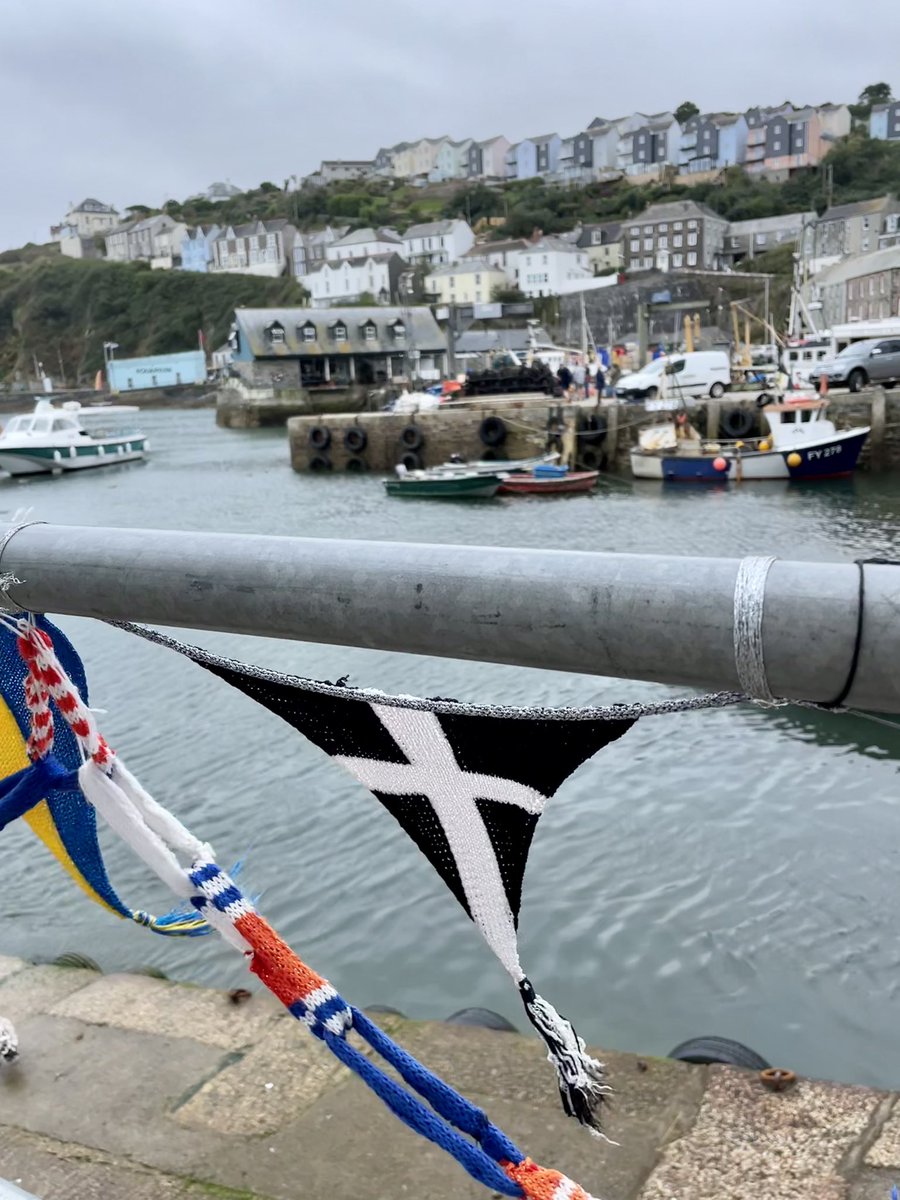 The pretty #fishing village of #Mevagissey #Cornwall! Yesterday afternoons mooch with the puppy 😃 I like knitted royals but the #StPiran flag is my favourite! 〓〓 @BBCSpotlight @beauty_cornwall @VisitKernow @coastmag