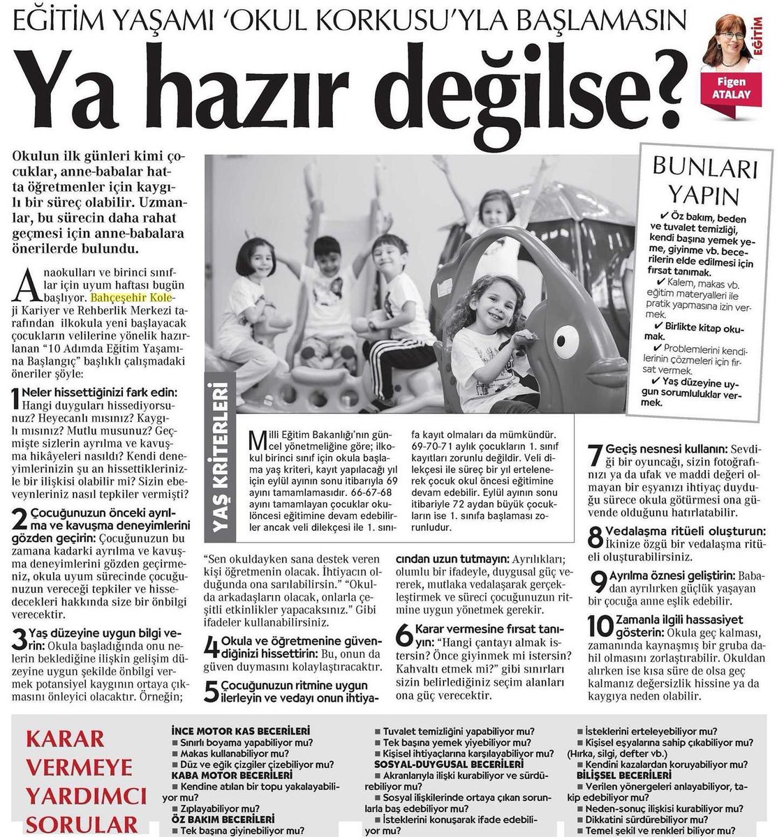 BkYalova's tweet photo. Bahçeşehir Koleji Kariyer ve Rehberlik Merkezi’nden “10 Adımda Eğitim Yaşamına Başlangıç” önerileri. 

📰@cumhuriyetgzt 
📝 #FigenAtalay

#BahçeşehirKoleji
#KAREM https://t.co/UagMLgQnMz