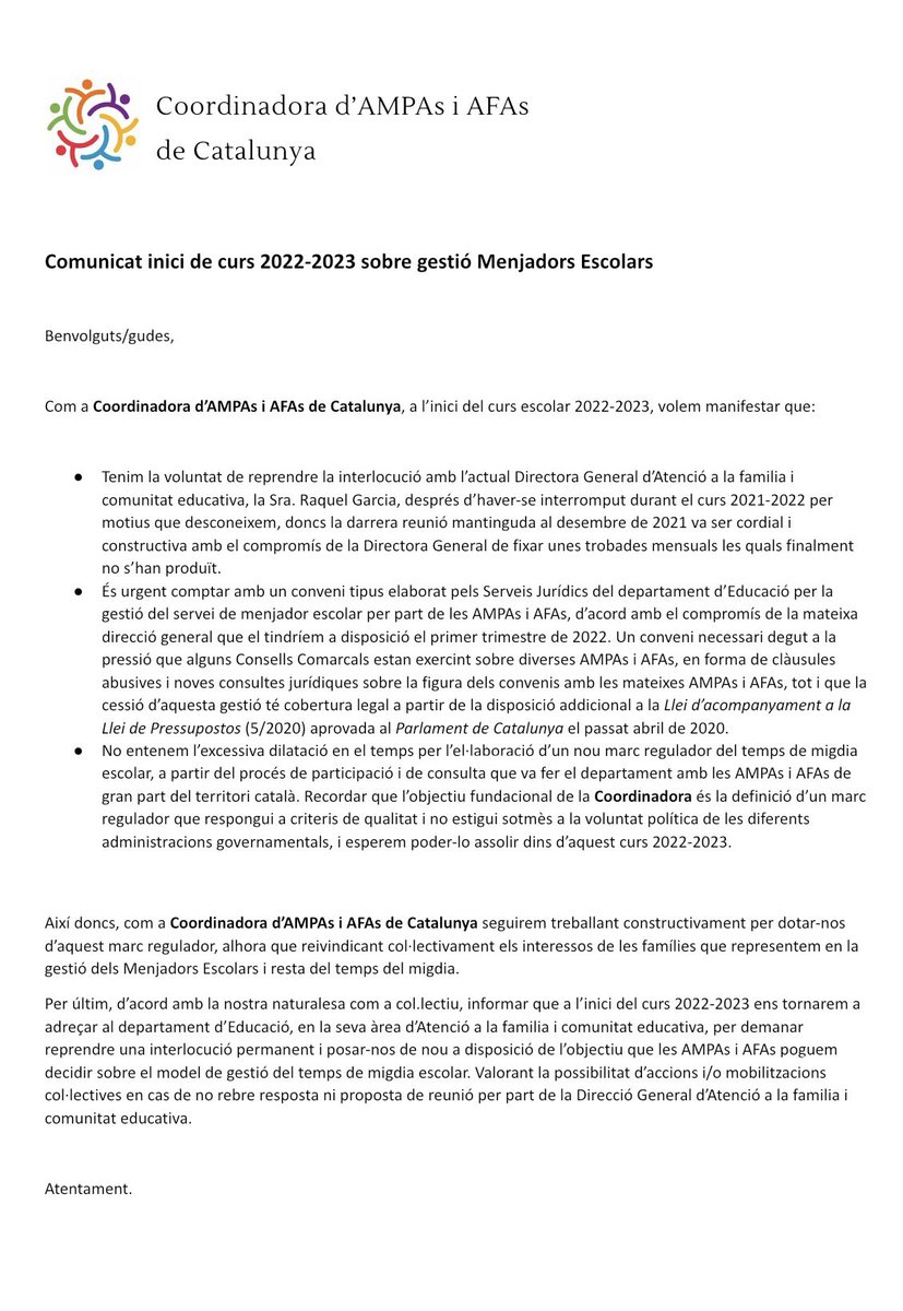 Coordinadora AMPAs i AFAs Catalunya tweet media
