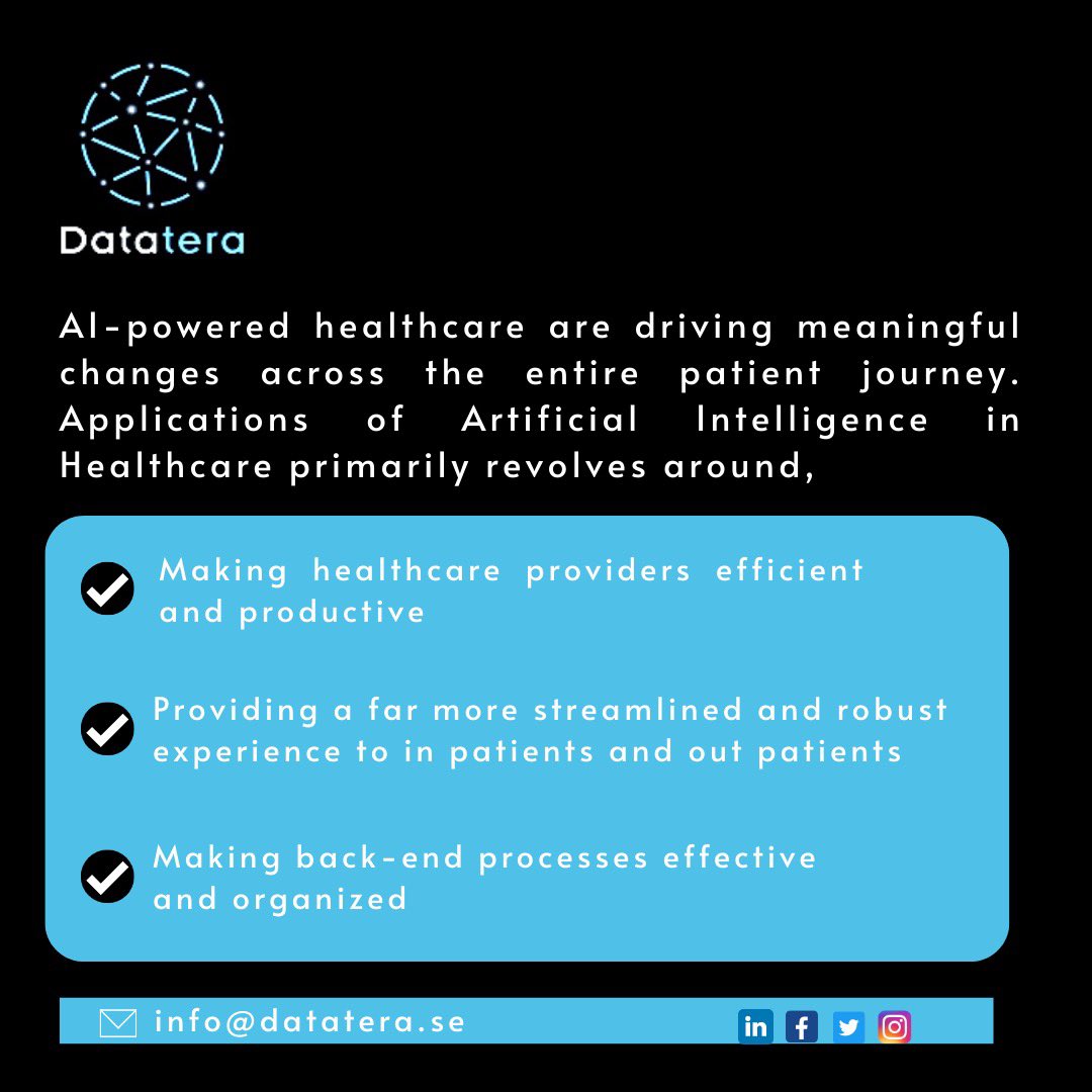 Artificial Intelligence are well and truly poised to make the work of healthcare providers more logical and streamlined than repetitive.

Hit “SAVE” to not forget it!!

#datatera #datateratechnology #healthcare #mentalhealth #skincare #skindetection #wellness #innovation #ai