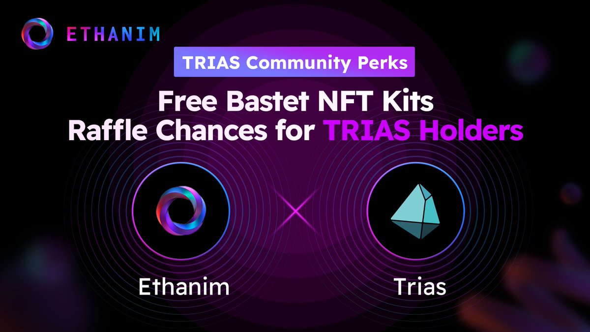 triaslab's tweet photo. @Ethanim_Network &amp; @triaslab Community Benefits Giveaway 💡TRIAS holders can get free raffle chances to win Ethanim Bastet NFT Kits! Just link the wallet to the Bastet website, then you can get number of draws the next day! Come and get it👉https://t.co/rWJ5lFmnXB #Giveaway https://t.co/mWOC0Sw632