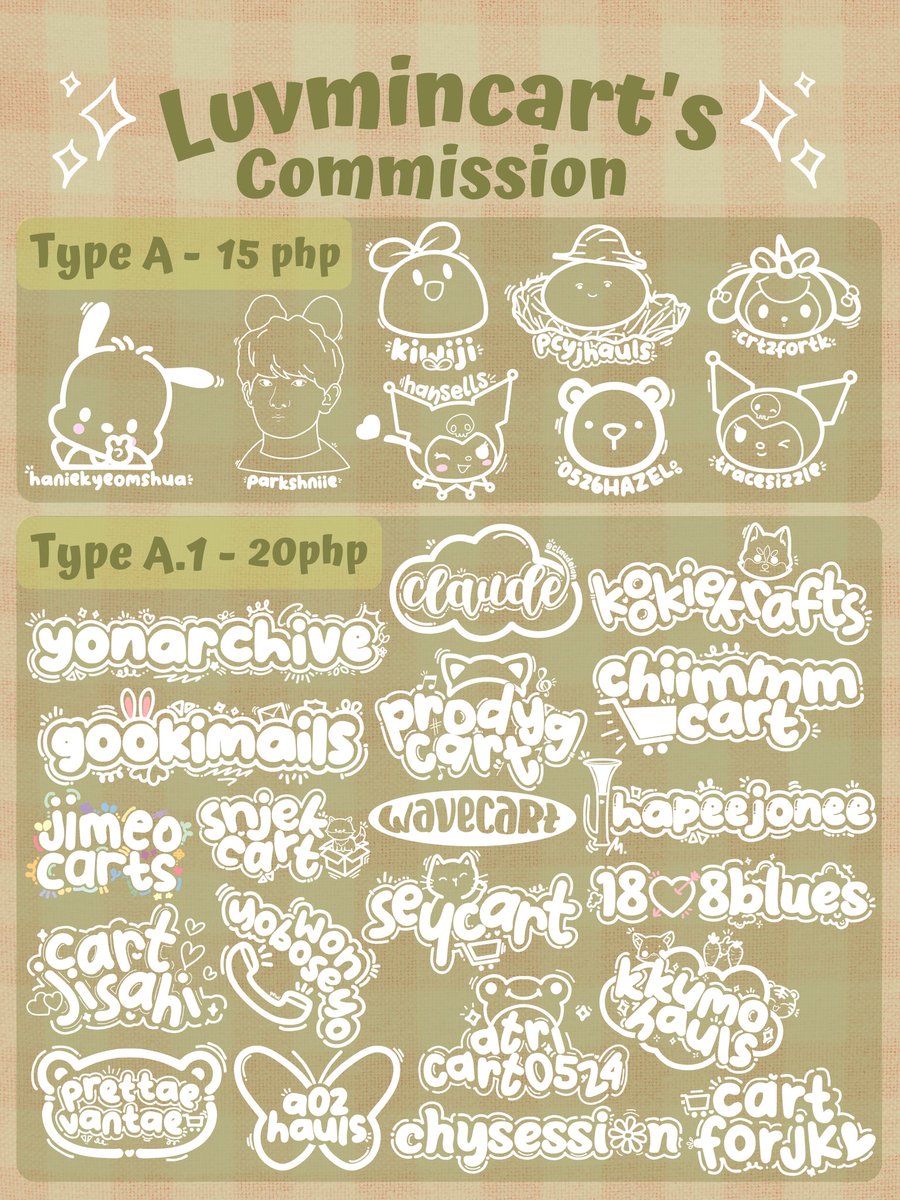 luvmincart's tweet photo. ꒰ #luvmincomms ꒱ wm comms chibi (｡•̀ᴗ-)✧

𓏔 open to all fandoms!
𓏔 chibi, doodles, logo, characters &amp; cartoon style ^-^ 
𓏔 check the thread for more info. 
𓏔 browse through #luvminmakes ♡

t. watermark comms commission chibi ph cartoon pagawa logo pfp line art vector https://t.co/0vGL8hcz6B