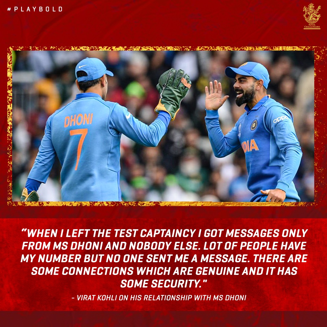 RCBTweets's tweet photo. MSD 🤝🏻 VK

An unbreakable bond. ❤️

#PlayBold #TeamIndia #AsiaCup #MSDhoni #ViratKohli https://t.co/ZTTmH5wb6L