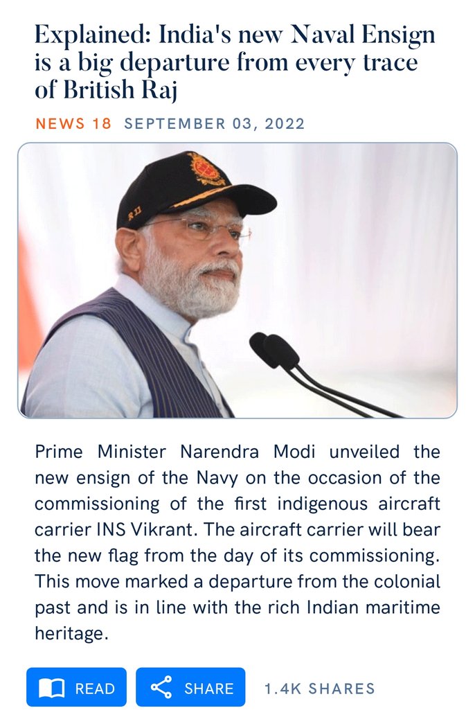 dhruviny1's tweet photo. Explained: India's new Naval Ensign is a big departure from every trace of British Raj
https://t.co/agV39lviMr

via NaMo App https://t.co/nHC5NUfT1e