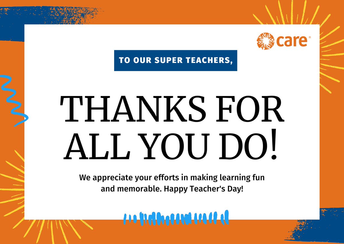Send this to your teachers and express your appreciation for their efforts! 

#teachers #CAREIndia #teachersday #teachersday2022