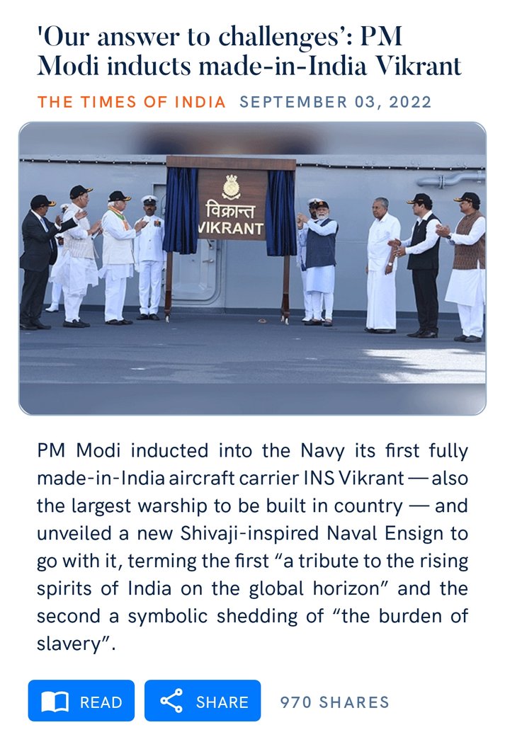 dhruviny1's tweet photo. 'Our answer to challenges’: PM Modi inducts made-in-India Vikrant 
https://t.co/sSdgO61Maq

via NaMo App https://t.co/QOS1Il0Wy0