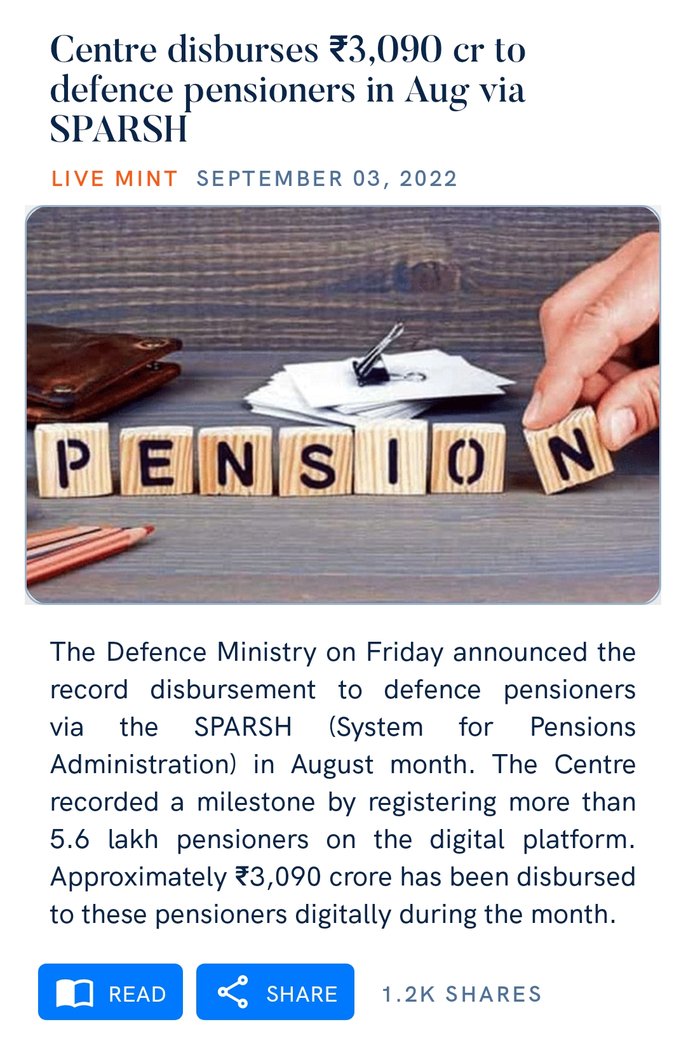 dhruviny1's tweet photo. Centre disburses ₹3,090 cr to defence pensioners in Aug via SPARSH
https://t.co/huEtUgCemZ

via NaMo App https://t.co/5Avn6yuvjz