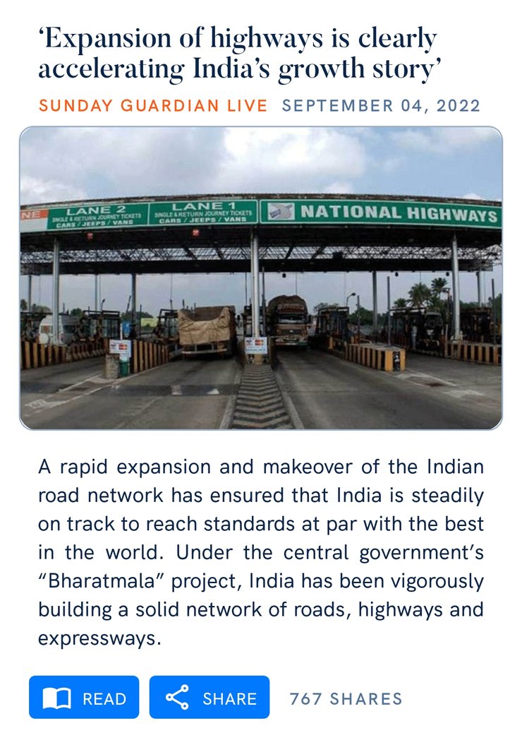 dhruviny1's tweet photo. ‘Expansion of highways is clearly accelerating India’s growth story’
https://t.co/pMUYhyQkmq

via NaMo App https://t.co/Oysp7iGhJB