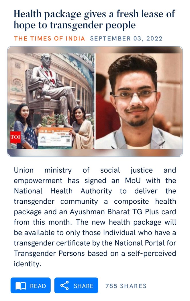dhruviny1's tweet photo. Health package gives a fresh lease of hope to transgender people
https://t.co/H5uEnP8BE9

via NaMo App https://t.co/g7jyqBMH26