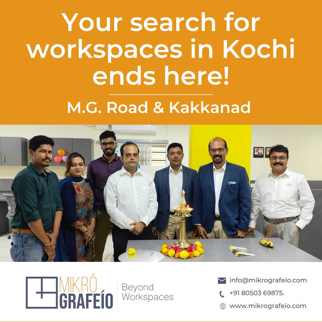 MikroGrafeio's tweet photo. Our centres in #Kochi @ MG Road and Kakkanad are now open for reservations!
#workspacesolutions #WorkspacesinIndia #WorkspacesInKochi #WorkFromKochi #MikroGrafeio #BeRightHere #IntegratedWorkspaceSolutions #beyondWorkspaces #coworking #coworkingspace #Tier2 #Tier3 #startup https://t.co/saijQ7x1m3