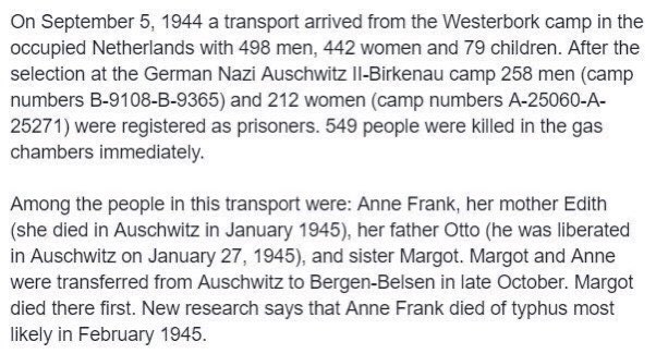 AuschwitzMuseum's tweet image. 5 September 1944 | A transport of 1,019 Jews arrived at #Auschwitz from #Westerbork in the German-occupied Netherlands. 549 people were murdered in gas chambers after the selection. 

Among people registered were Otto and Edith Frank and their two daughters: Anne and Margot.