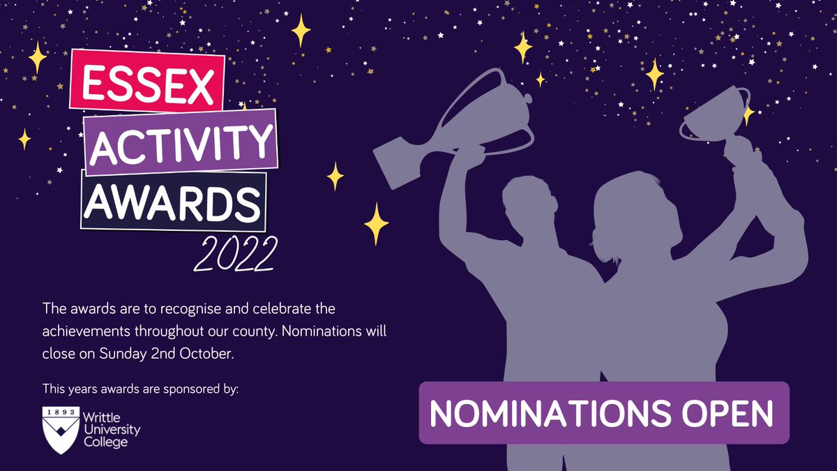 ActiveEssex's tweet photo. 🎶 Nominations are now open, 
For the #EssexActivityAwards22.

Have you seen our 10 categories?
The decision is up to you! 

👉 https://t.co/1fdwymp1BE https://t.co/SqueSCWZVL