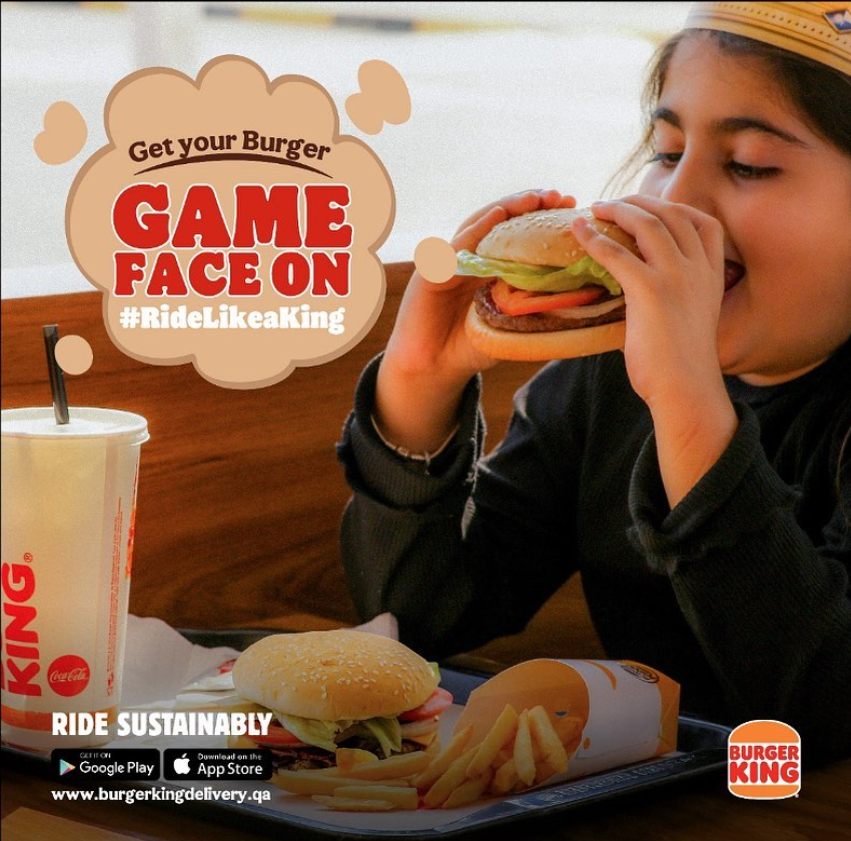BurgerKingQatar's tweet photo. Live it, love it, ride it the Burger King way!

•Post a photo on your Twitter profile of your kid riding a bicycle.
•Tag @burgerkingqatar  
•Use the hashtag #RideLikeAKing

The top 2 engaging photos every week will win a Harley Davidson bike courtesy Burger King! ✨🚲 https://t.co/6qpHn4lAVE