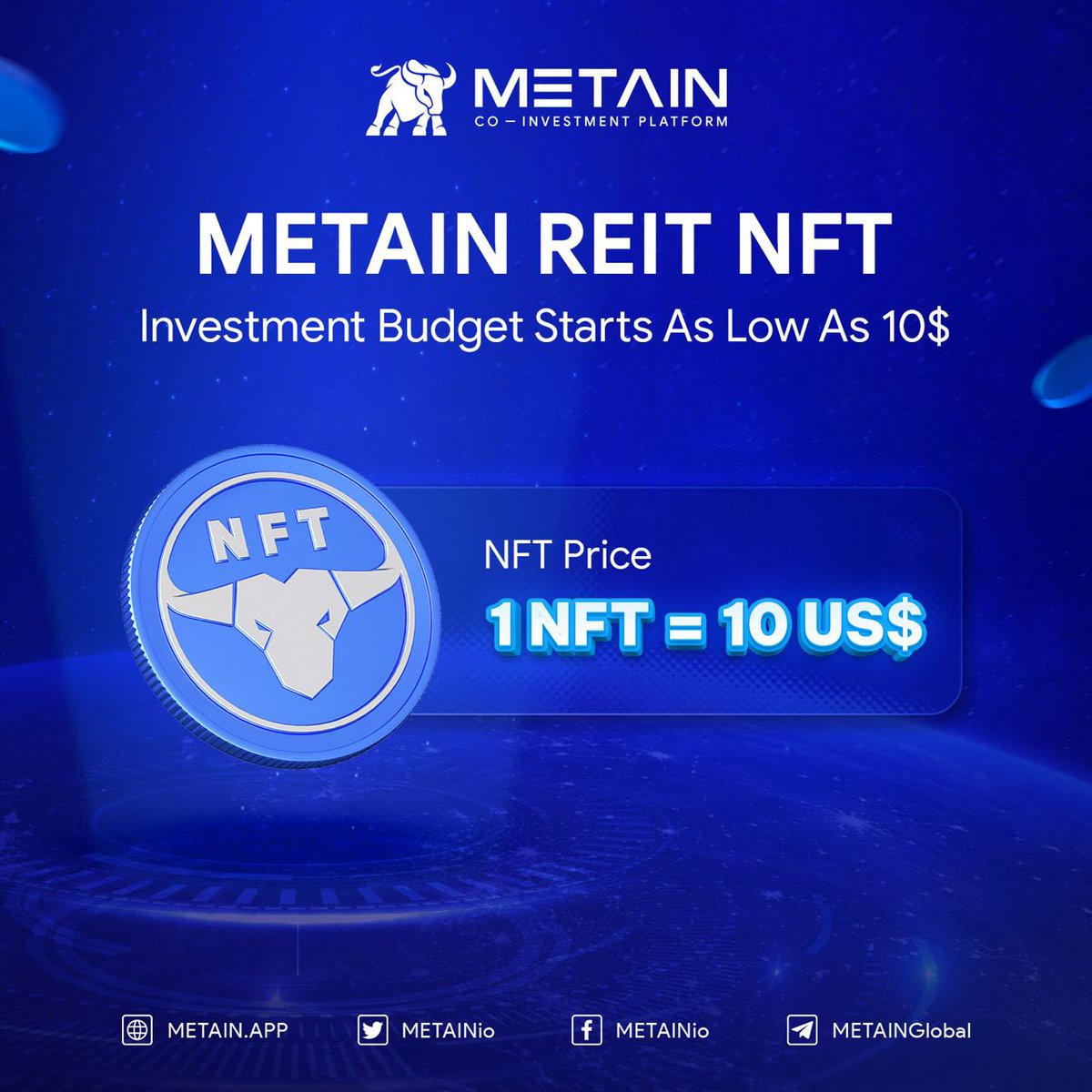 METAINio's tweet photo. 💎REIT NFT - INVESTMENT BUDGET STARTS AS LOW AS 10$💎
🎯Following REIT Regulation
🎯Applying Blockchain technologies and NFT characteristics 10$
🎯Filing for NFT license agreement
👉#METAIN Launching Event on September 9, 2022
#REITNFT #NFT #PrivateOffering #AssetBackedNFTs https://t.co/0hqICBdX8R
